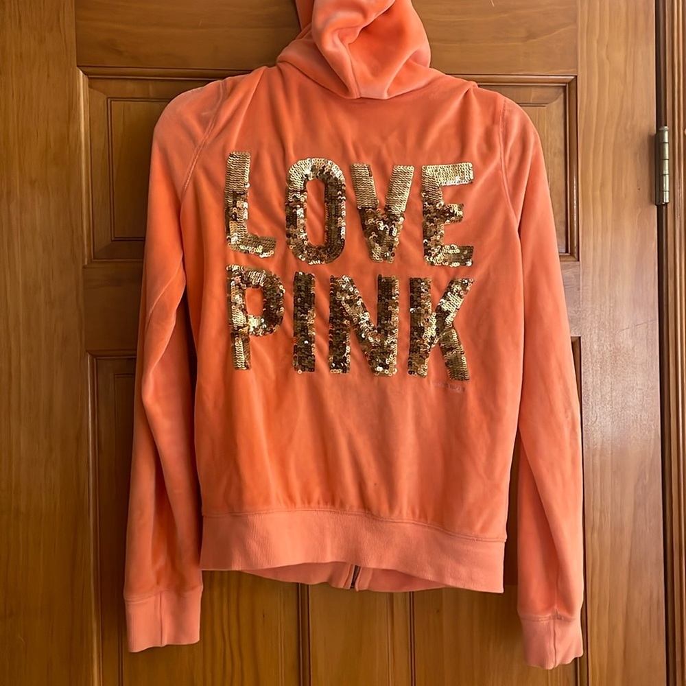 Victoria Secret Pink Collection Velour Sequined Jacket Size M